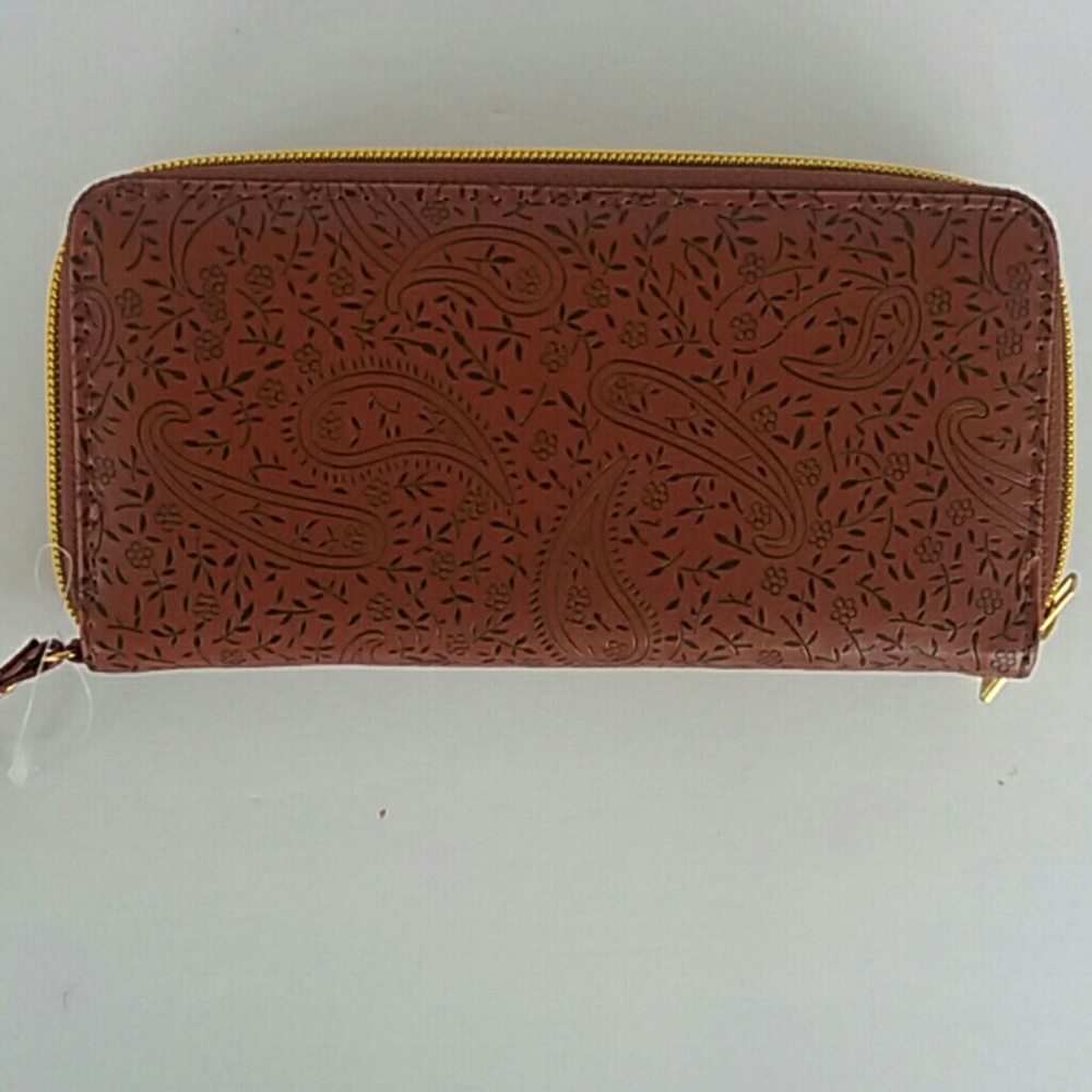 New brown paisley wallet
